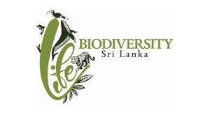 Biodiversity Sri Lanka logo featuring motif "Life" surrounded by whale, birds and tiger